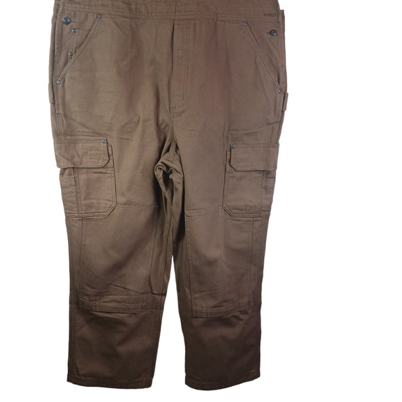 Duluth Trading Mens 46x30 Fire Hose Ultimate Bib Overalls Brown Cargo Comfy - Picture 7 of 16